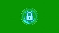 Green Screen background of cyber security lock.