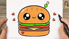 How to Draw a Cute Burger Easy Step by Step for Kids
