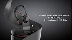 Bluetooth Headset, Wireless Headset with Microphone Dual Noise Canceling & USB Dongle, 45H QCC Bluetooth Headphones with Busy Light & Charging Base, Teams Answer for Work/Office/PC/Meeting/Zoom