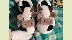 Sogetch Cartoon Cow Slippers for Men Women Soft Warm Slip-on Fuzzy Slippers House Bedroom Shoes for Adult