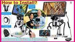 HOW TO INSTALL THE DIGITAL MICROSCOPE 7" LCD screen? How to adjust the stand & lights? QUICK & EASY