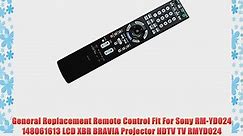 General Replacement Remote Control Fit For Sony RM-YD024 148061613 LCD XBR BRAVIA Projector