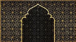 CG animation of Islamic arch and pattern with glittering particle on black background. Alpha included.