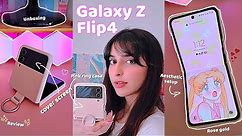Samsung Galaxy Z Flip 4 Unboxing (Pink Gold 🎀) | Review + Aesthetic Accessories ✨️