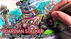 Drawing a GUARDIAN STALKER from The Legend of Zelda: Breath of the Wild!!!