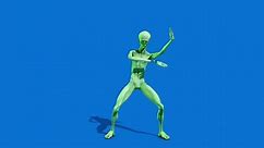 Howard the Alien Dances Blue Screen 3D Rendering Animation