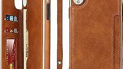 iCoverCase Wallet Case, with Card Slots Holder and Wrist Strap PU Leather Kickstand Double Magnetic Clasp Shockproof Cover Case for iPhone XR 6.1 Inch (Khaki)