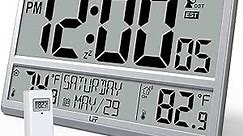 Atomic Clock 4.5" Numbers, Atomic Wall Clock with Indoor & Outdoor Temperature，Never Needs Setting, Battery Operated, Date, Time, Wireless Outdoor Sensor, Jumbo Display Easy to Read