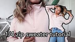 1/4 Zip Sweater Tutorial ✂️ No pattern needed! How to sew a sweatshirt jumper with a zipper front