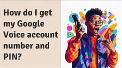 How do I get my Google Voice account number and PIN?