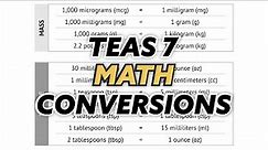 TEAS 7 Math CONVERSIONS