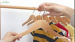 Nature Smile Juniors Preteen Older Children Wooden Coat Hangers 14 Inches Wood Dress Shirt Jacket Hangers with Anti-Rust Hook (20 Pack Natural)