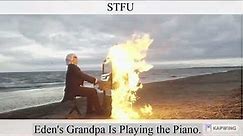 burning piano meme