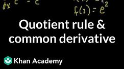 Quotient rule and common derivatives | Taking derivatives | Differential Calculus | Khan Academy