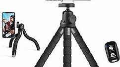 UBeesize Phone Tripod, Portable and Flexible Tripod with Wireless Remote and Clip, Cell Phone Tripod Stand for Video Recording(Black)