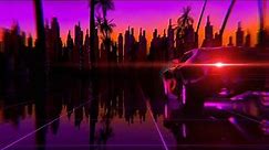 🚘🎶 Neon Sunset Retrowave 80s Car Animated VJ Loop Video Background for Edits