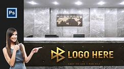 Office Reception 3D Logo Mockup Tutorial in Adobe Photoshop