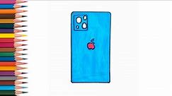 How to Draw APPLE IPHONE Easy for Kids | Beautiful Blue iPhone | How to Draw APPLE IPHONE |