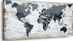 world map Canvas Wall Art Decor Black Wall Decor Office Map of the world Wall Art World Pictures for Living Room Wall Decoration Map Picture Framed Artwork Decor for Home Bedroom Decoration 20"x40"