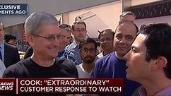 Tim Cook says Apple Watch "orders are great" in visit to Palo Alto Apple Store, wears custom watch with red crown - 9to5Mac