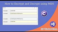 How to Encrypt and Decrypt using MD5 in C#