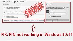 Solved: Windows Hello Pin problem.