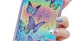 LCHULLE Girly Case for iPhone 7 Plus iPhone 8 Plus Case Cute Iridescent Butterfly Design Laser Bling Glitter Stars for Girls Women Soft TPU Bumper Drop Protection Case for iPhone 7 Plus/8 Plus, Purple