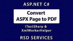 Convert ASPX Page to PDF in ASP.NET C#