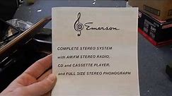 EMERSON NR303TT COMPLETE STEREO SYSTEM AMFM RADIO CD CASSETTE PLAYER RECORD PLAYER EBAY TESTING