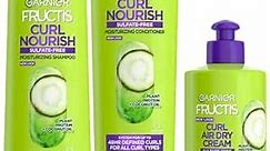 Garnier Fructis Curl Nourish Sulfate Free Moisturizing Shampoo, Conditioner + Air Dry Cream Defining Butter Set (3 Items), 1 Kit (Packaging May Vary)