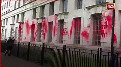 Video: Pro-Palestine supporters paint UK's Ministry of Defence building red