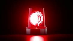 3d render, looping animation of a rotating spinning red flashing light. Emergency alarm flasher isolated on black background