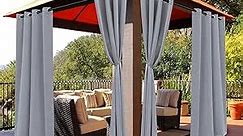 BONZER Outdoor Curtains for Patio Waterproof - Light Blocking Weather Resistant Privacy Grommet Blackout Curtains for Gazebo, Porch, Pergola, Cabana, Deck, Sunroom, 1 Panel, 52W x 84L inch, Silver
