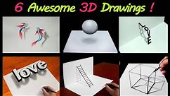 6 Easy 3D Drawing Tutorial ! 😱 Easy 3D illusion Drawing tutorials