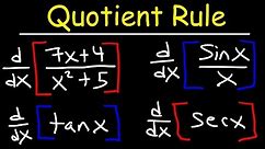 Quotient Rule For Derivatives