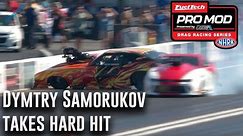 Dymtry Samorukov takes a hard hit into the wall during burnout