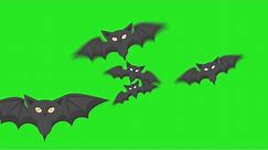 Cartoon bats flying - Green screen (no copyright, Royalty free) Halloween