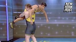 Mark Consuelos strips down to wrestling singlet, gets slammed into the ground on Live With Kelly and Mark