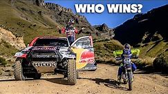 Dakar Rally Car VS Dirt Bike: Who is Quickest up Sani Pass?