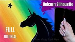 🦄 EP167- 'Unicorn Silhouette' easy acrylic painting tutorial for beginners with rainbow background