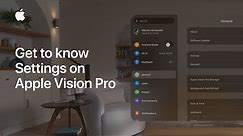 Get to know Settings on Apple Vision Pro | Apple Support