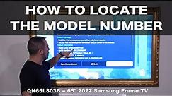 Locating Samsung Frame TV Model Number on 2022
