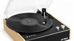 Victrola Eastwood 3-Speed Bluetooth Turntable with Built-in Speakers and Dust Cover | Upgraded Turntable Audio Sound | Black (VTA-72-BAM)