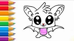 How to Draw a Cute Bat Easy | Bat Coloring Page for Kids | Learn Drawing and Colors for Children