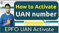 How to activate uan number in epfo portal | activate uan number and password