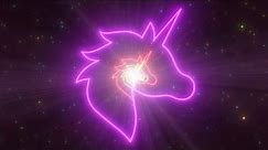 Rainbow Unicorn Shape Outline Colorful Glowing Neon Lights Tunnel Sky 4K VJ Loop Moving Background