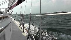 Pearson 36 Cutter sailing Pensacola Bay in 22 knots of wind. 1080P