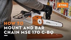 STIHL MSE 170 C-BQ | How to mount and bar the chain, tension the saw chain | Instruction