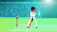 5 Days test Cricket match playing between two team in a stadium at night with flood light, cheering audience - Animation, cricket promo, cricket intro, Digital motion graphic