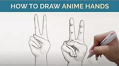 How to Draw ANIME HANDS ✌️ - Step by step tutorial: Female and Male (Peace Sign)